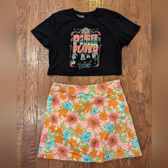 Outline Skort Floral Funky Psychedelic 60s Inspired Skirt With Shorts Size 6 - Picture 2 of 13